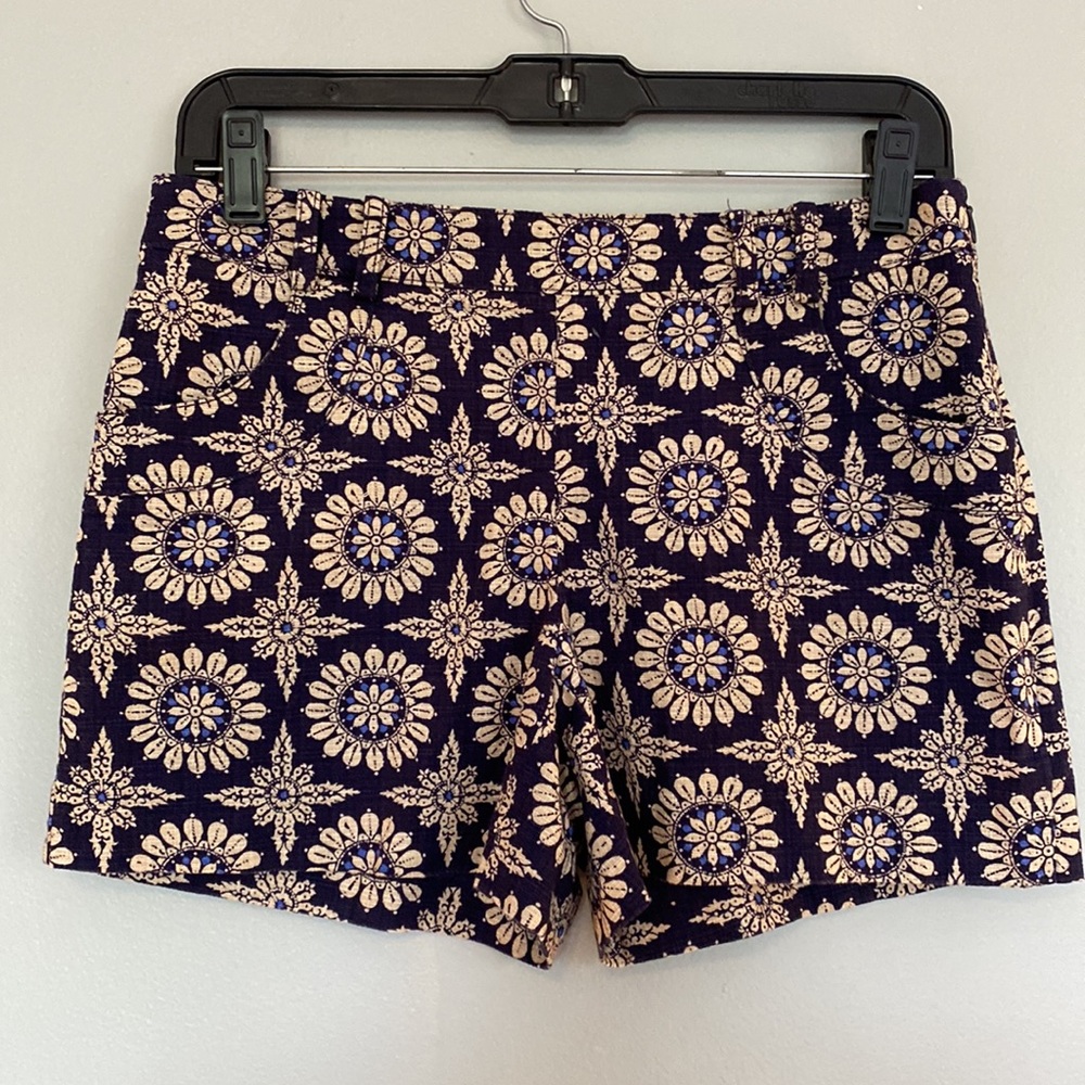 EUC (like new) blue & tan Anthropologie Elevenses shorts size 0